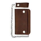 Chain Wallet for Men with Full-Grain Leather and Steel Chain