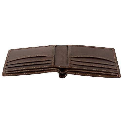 Genuine Cowhide Leather RFID Bifold Mens Wallet Designer