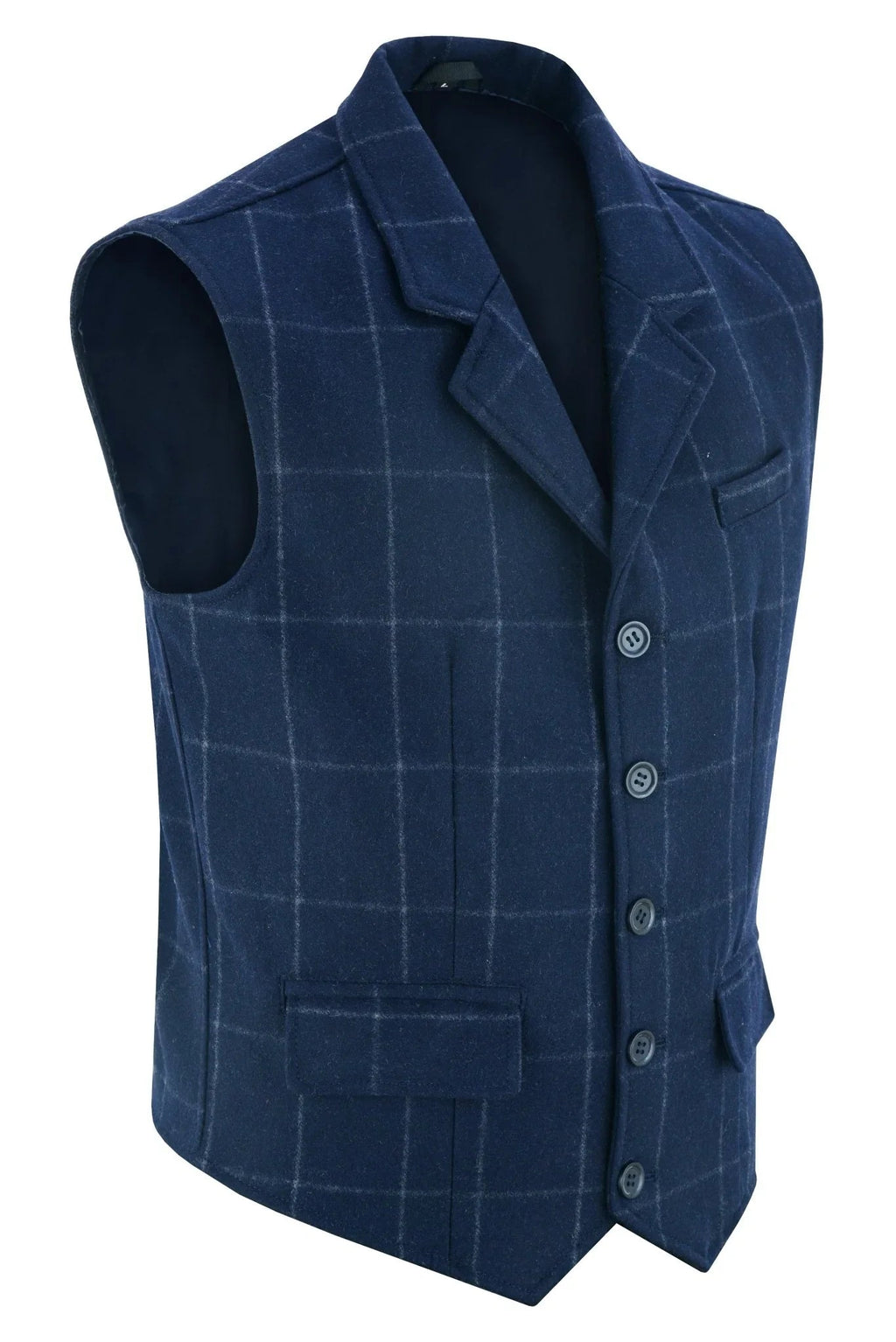 Mens Tweed Vest with Formal Check and Blazer-Style Cut