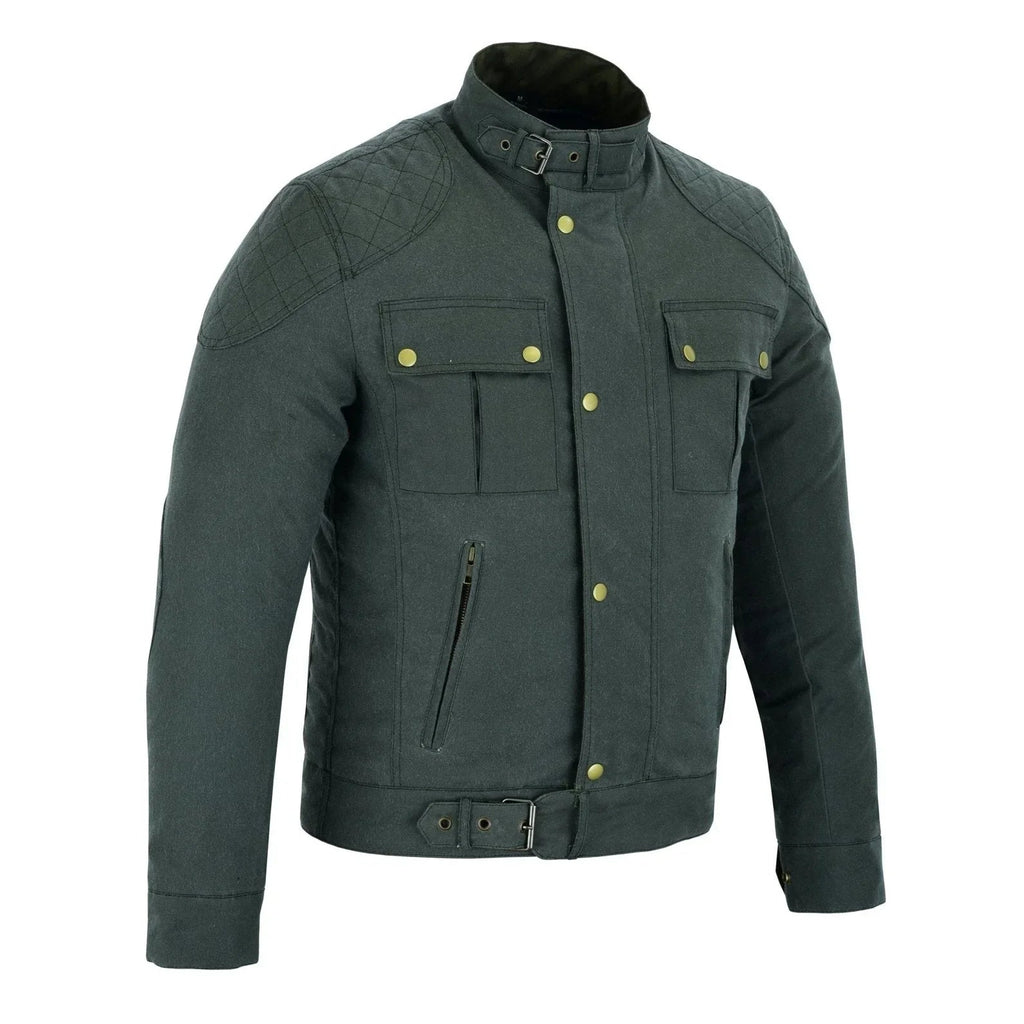 Wax Cotton Jackets for Men Vintage Motorcycle Biker Jacket