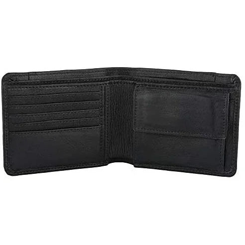 Mens Bifold Wallet with RFID Blocking and Secure Coin Pocket