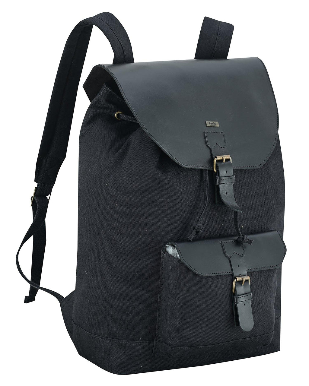 Canvas Travel Backpack Men with Leather Trim and Laptop Compartment