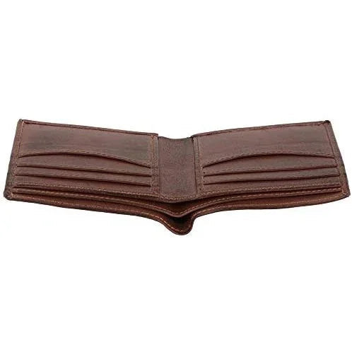 Genuine Cowhide Leather RFID Bifold Mens Wallet Designer
