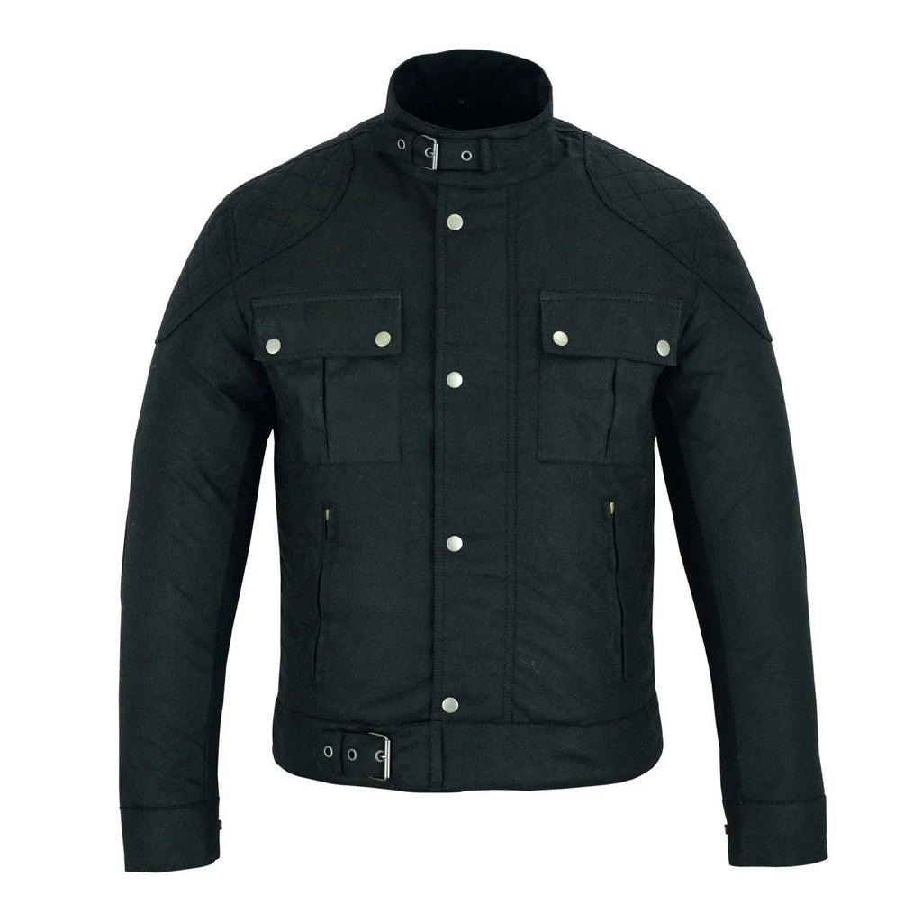 Wax Cotton Jackets for Men Vintage Motorcycle Biker Jacket