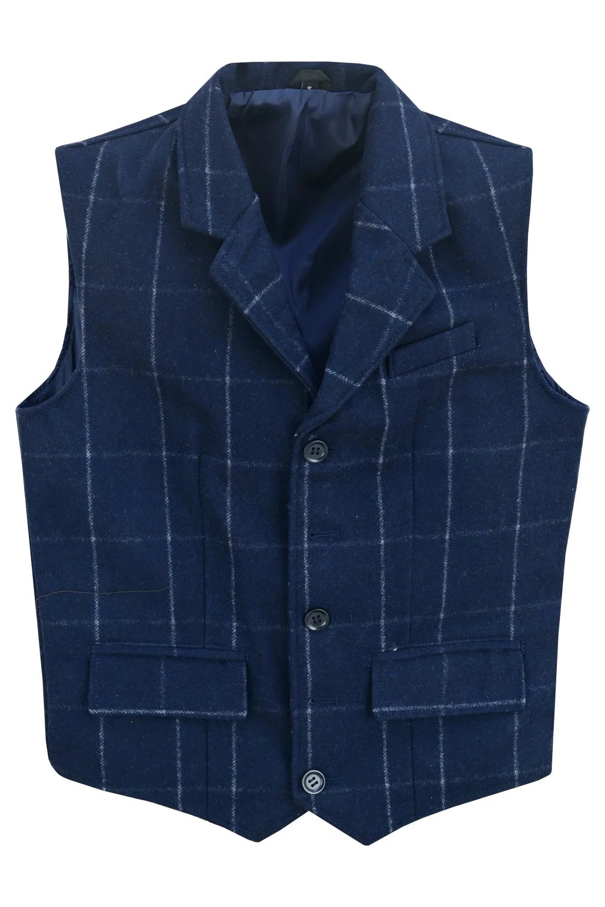 Mens Tweed Vest with Formal Check and Blazer-Style Cut
