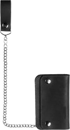 Chain Wallet for Men with Full-Grain Leather and Steel Chain