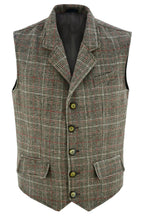 Mens Tweed Vest with Formal Check and Blazer-Style Cut