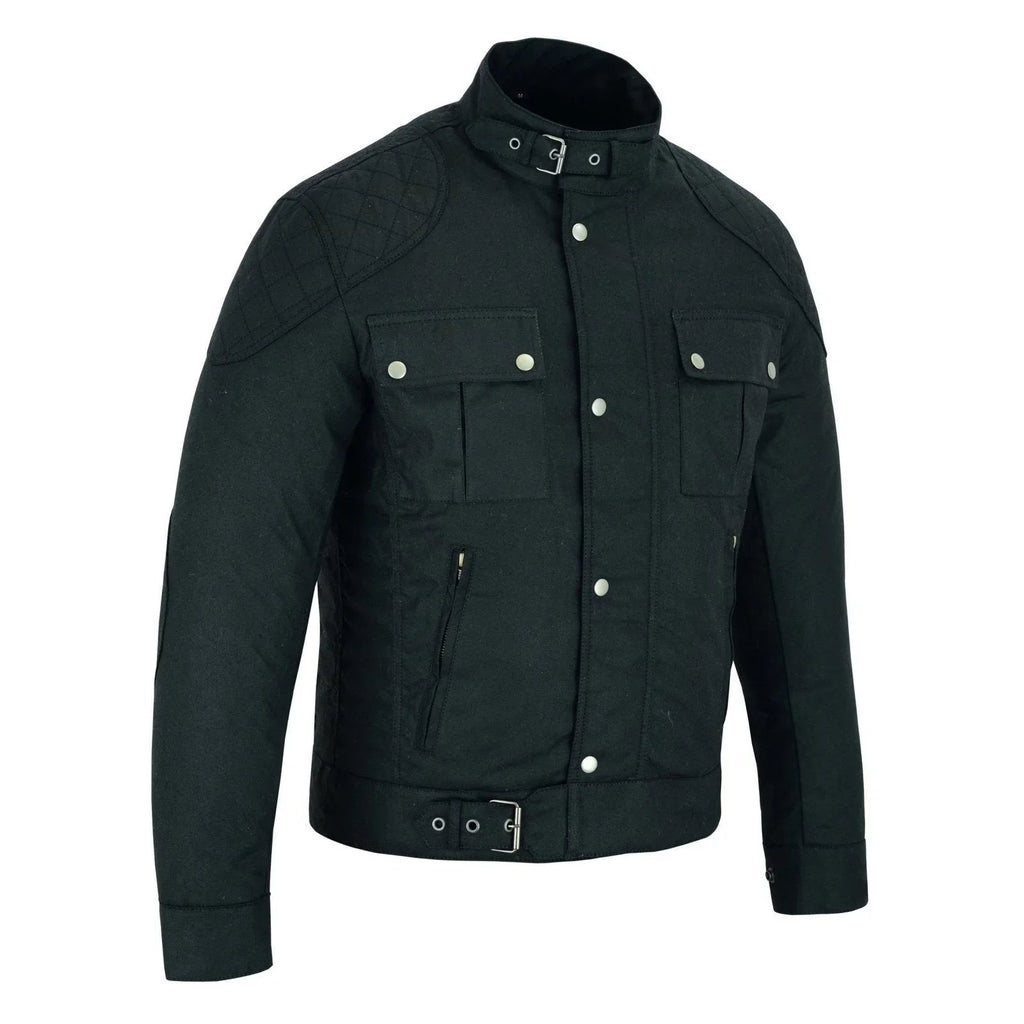 Wax Cotton Jackets for Men Vintage Motorcycle Biker Jacket