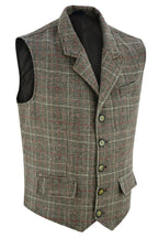 Mens Tweed Vest with Formal Check and Blazer-Style Cut