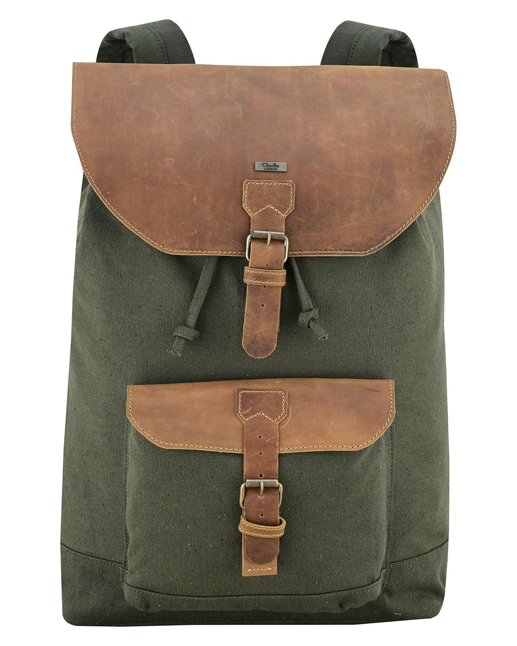 Canvas Travel Backpack Men with Leather Trim and Laptop Compartment