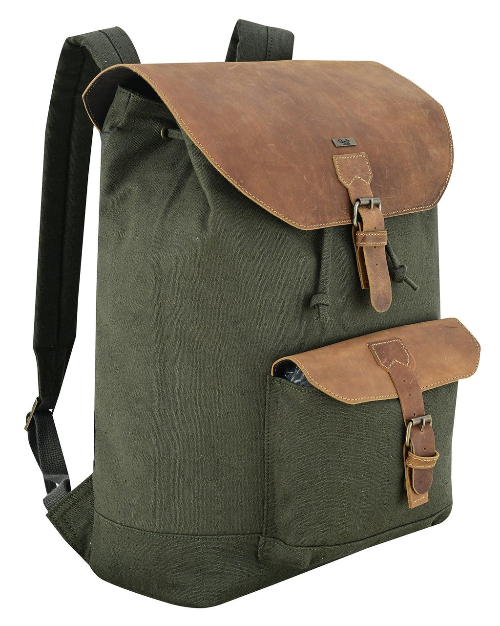 Canvas Travel Backpack Men with Leather Trim and Laptop Compartment