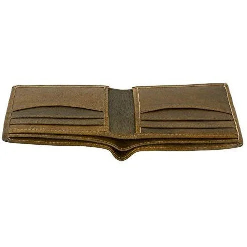 Genuine Cowhide Leather RFID Bifold Mens Wallet Designer
