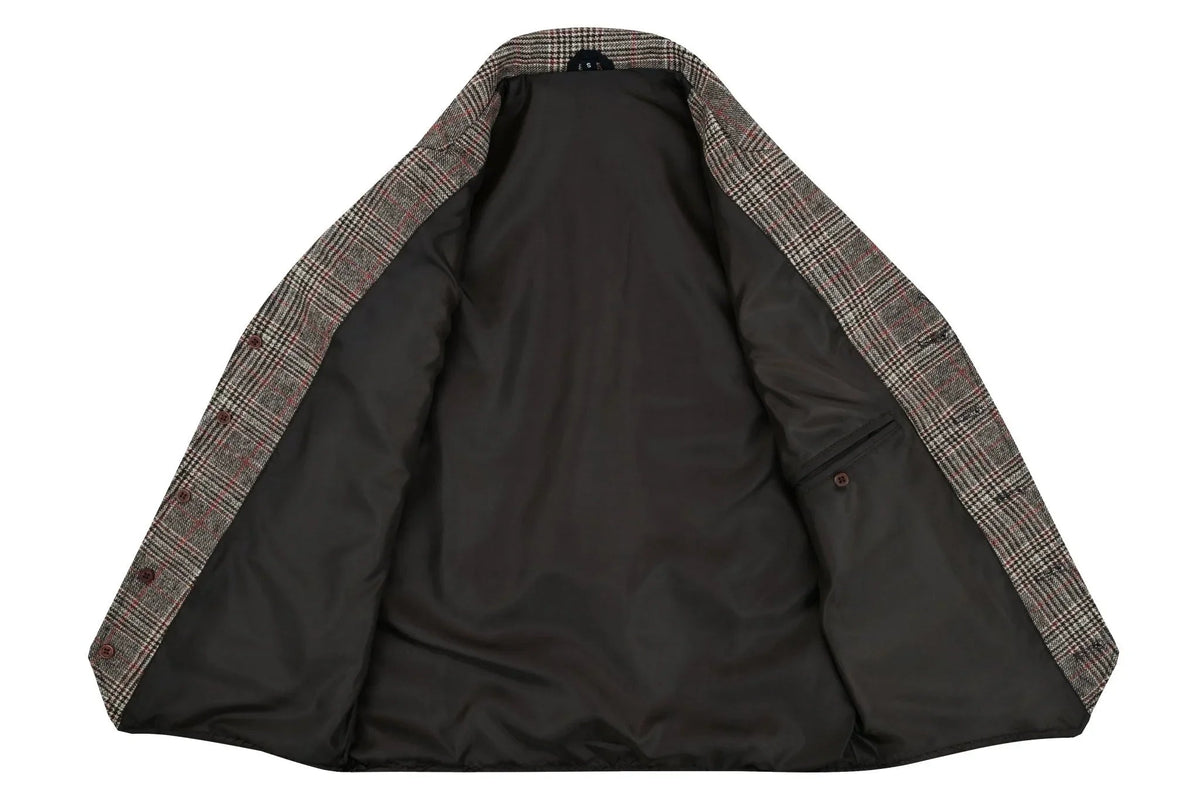Mens Tweed Vest with Formal Check and Blazer-Style Cut