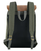 Canvas Travel Backpack Men with Leather Trim and Laptop Compartment