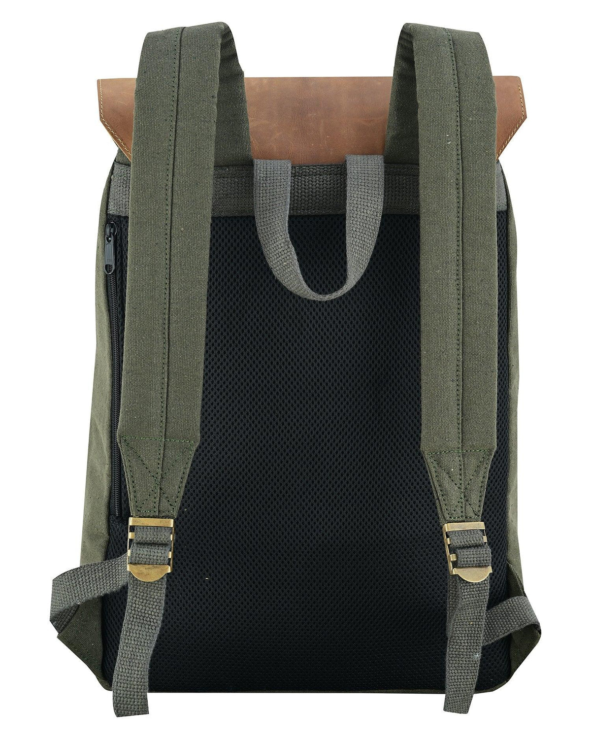 Canvas Travel Backpack Men with Leather Trim and Laptop Compartment