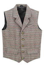 Mens Tweed Vest with Formal Check and Blazer-Style Cut