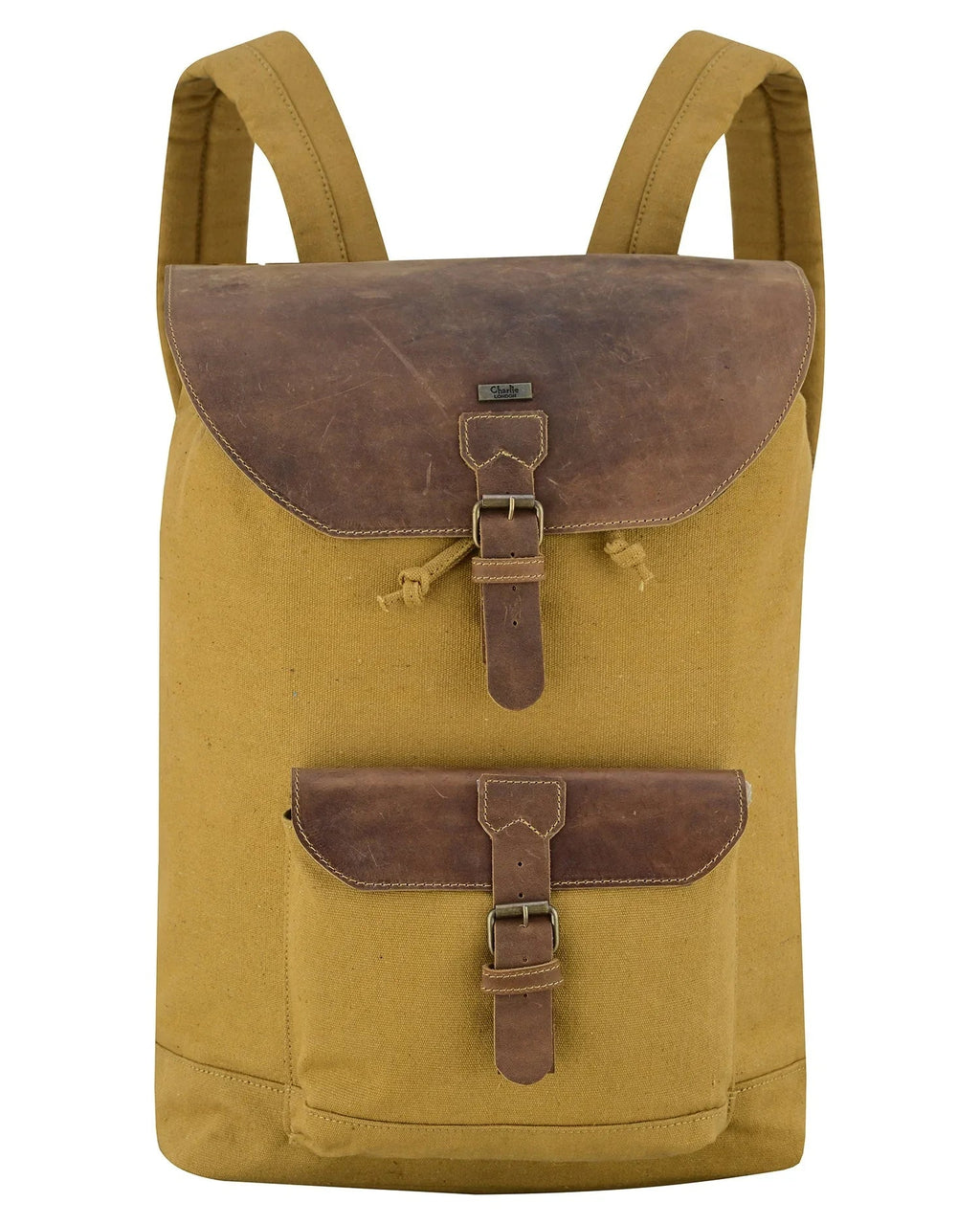 Canvas Travel Backpack Men with Leather Trim and Laptop Compartment