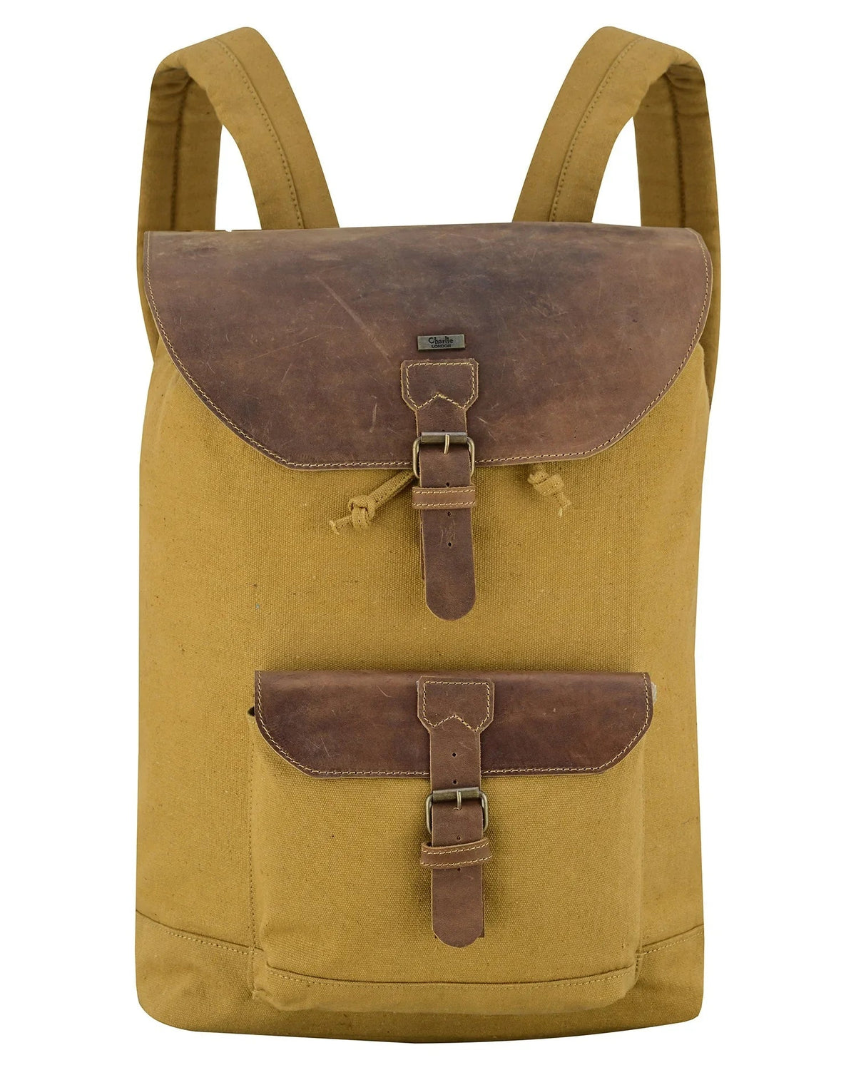 Canvas Travel Backpack Men with Leather Trim and Laptop Compartment
