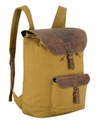 Canvas Travel Backpack Men with Leather Trim and Laptop Compartment