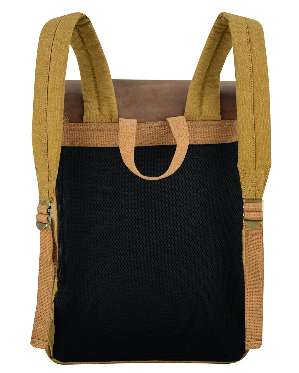 Canvas Travel Backpack Men with Leather Trim and Laptop Compartment