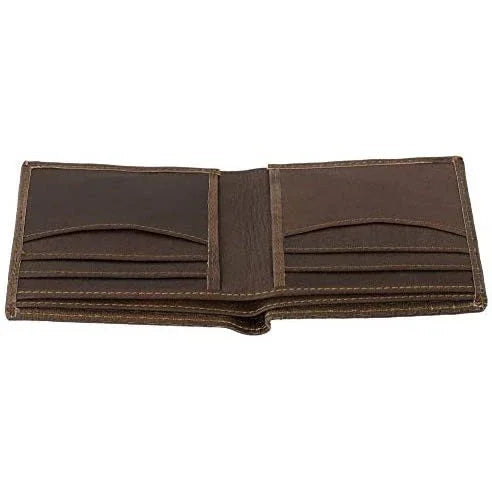Genuine Cowhide Leather RFID Bifold Mens Wallet Designer