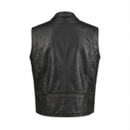 Leather Biker Vest Mens Brando Style with YKK Front Zip