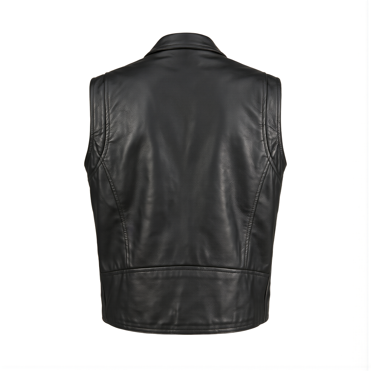 Leather Biker Vest Mens Brando Style with YKK Front Zip