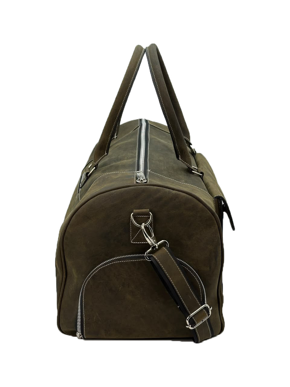Mens Duffle Bag in Crazy Horse Leather with Shoe Compartment