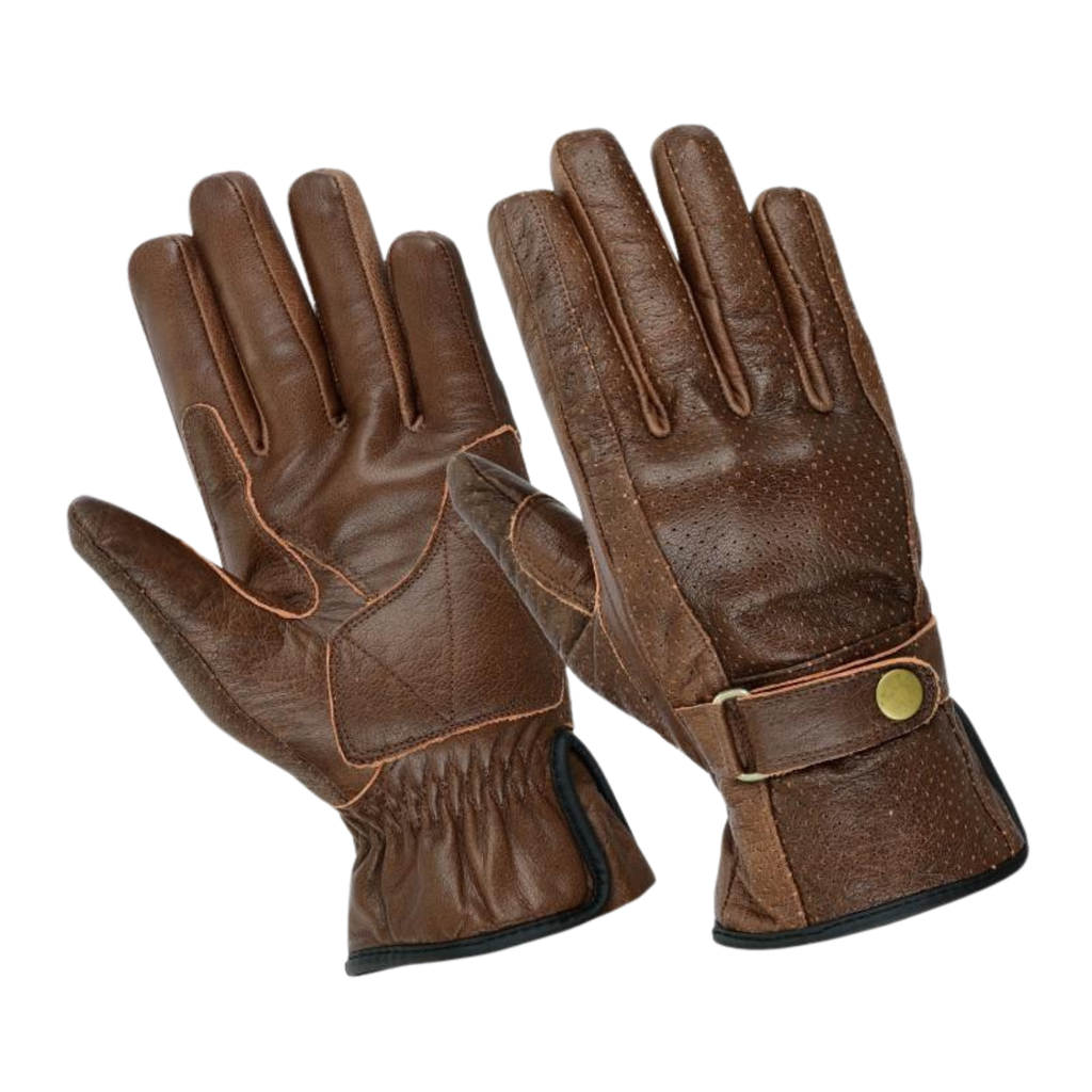 Motorcycle Gloves for Summer with Vintage Vented Leather Design