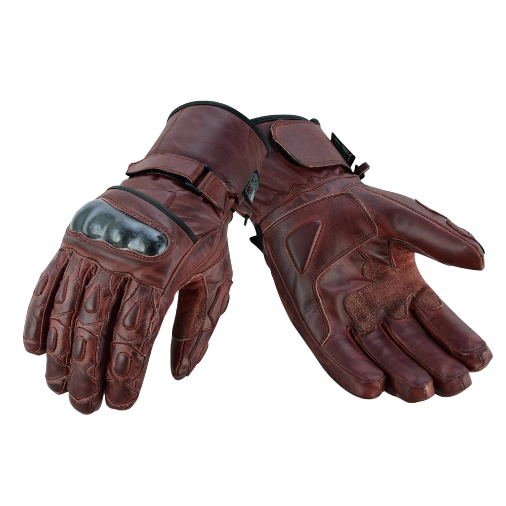 Leather Winter Gloves Men Armoured Motorcycle Riding Gloves