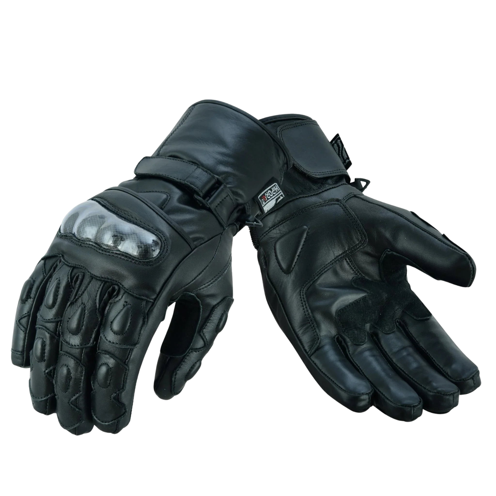 Leather Winter Gloves Men Armoured Motorcycle Riding Gloves