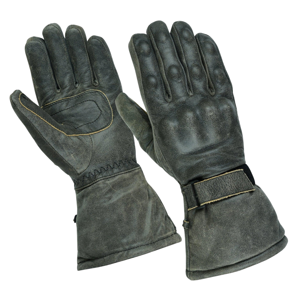 Biker Leather Gloves with Waterproof Thermal Protection