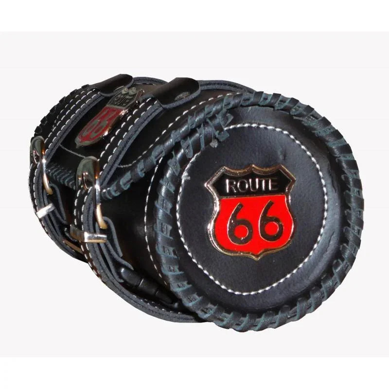 Route 66 Black Leather Roll up Tool Bag
