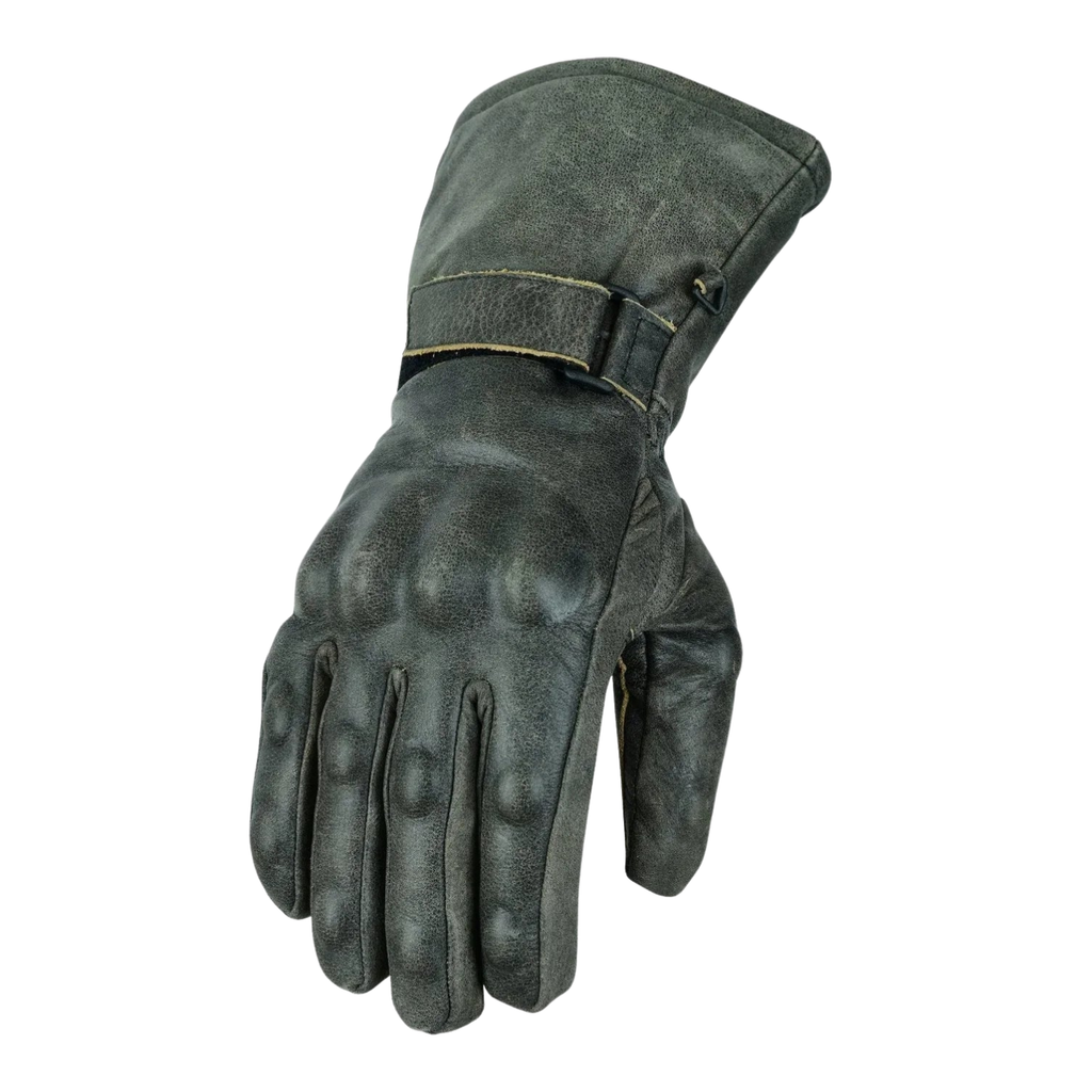 Biker Leather Gloves with Waterproof Thermal Protection