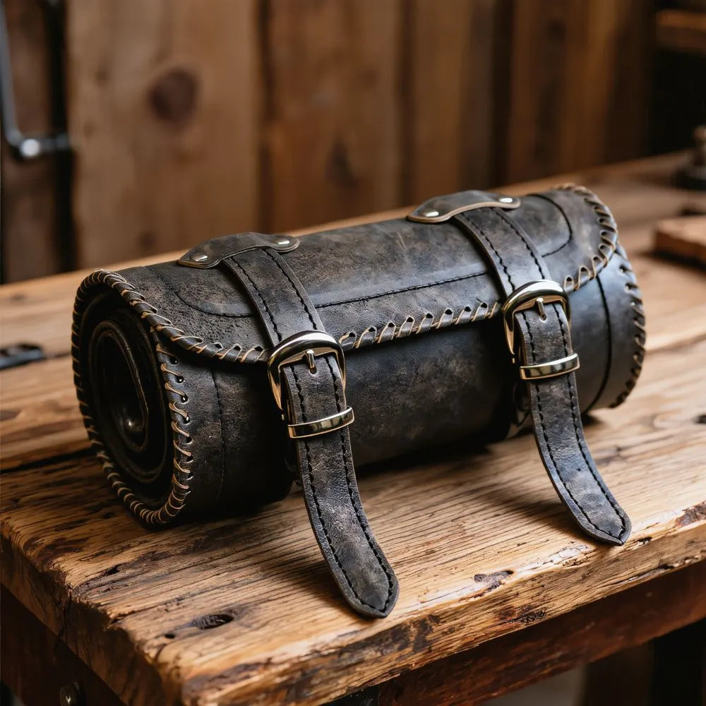 Stonewash Grey Leather Tool Pouch Small