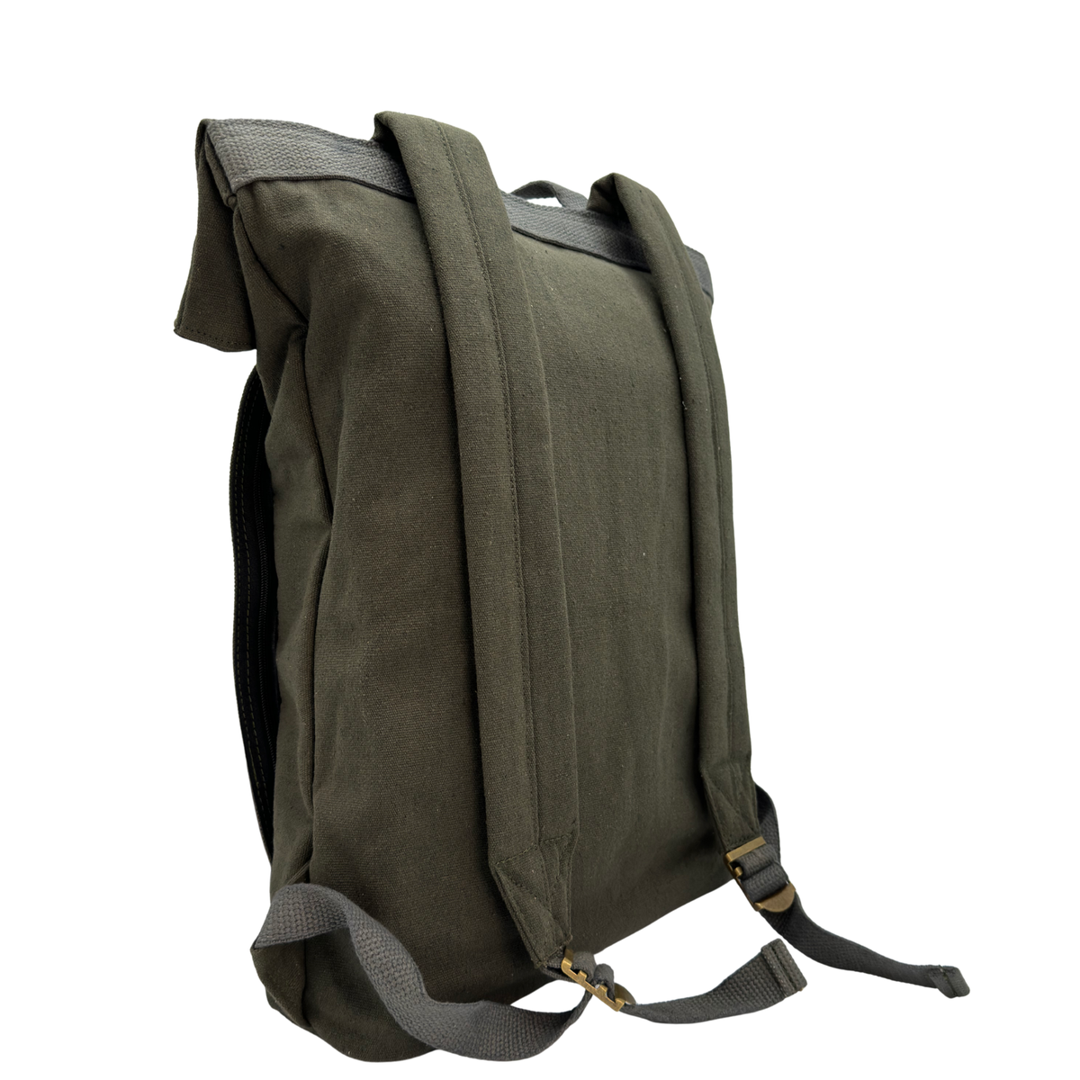 Canvas Backpack with Laptop Pocket, Buckle Closure and Six Pockets