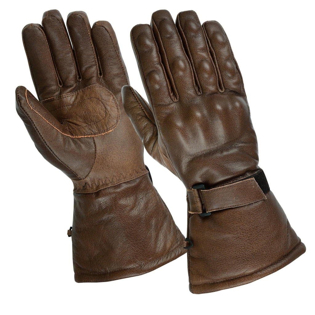 Biker Leather Gloves with Waterproof Thermal Protection