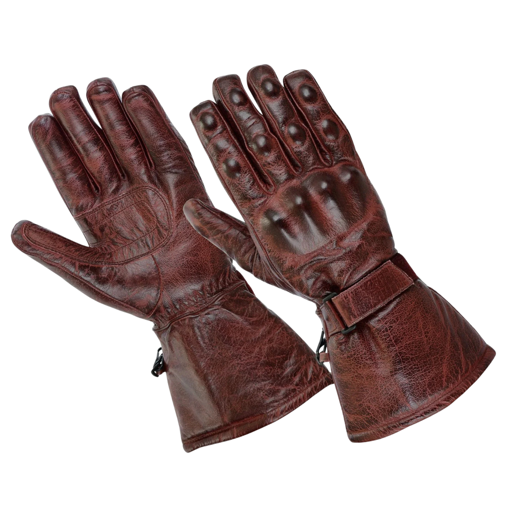 Biker Leather Gloves with Waterproof Thermal Protection